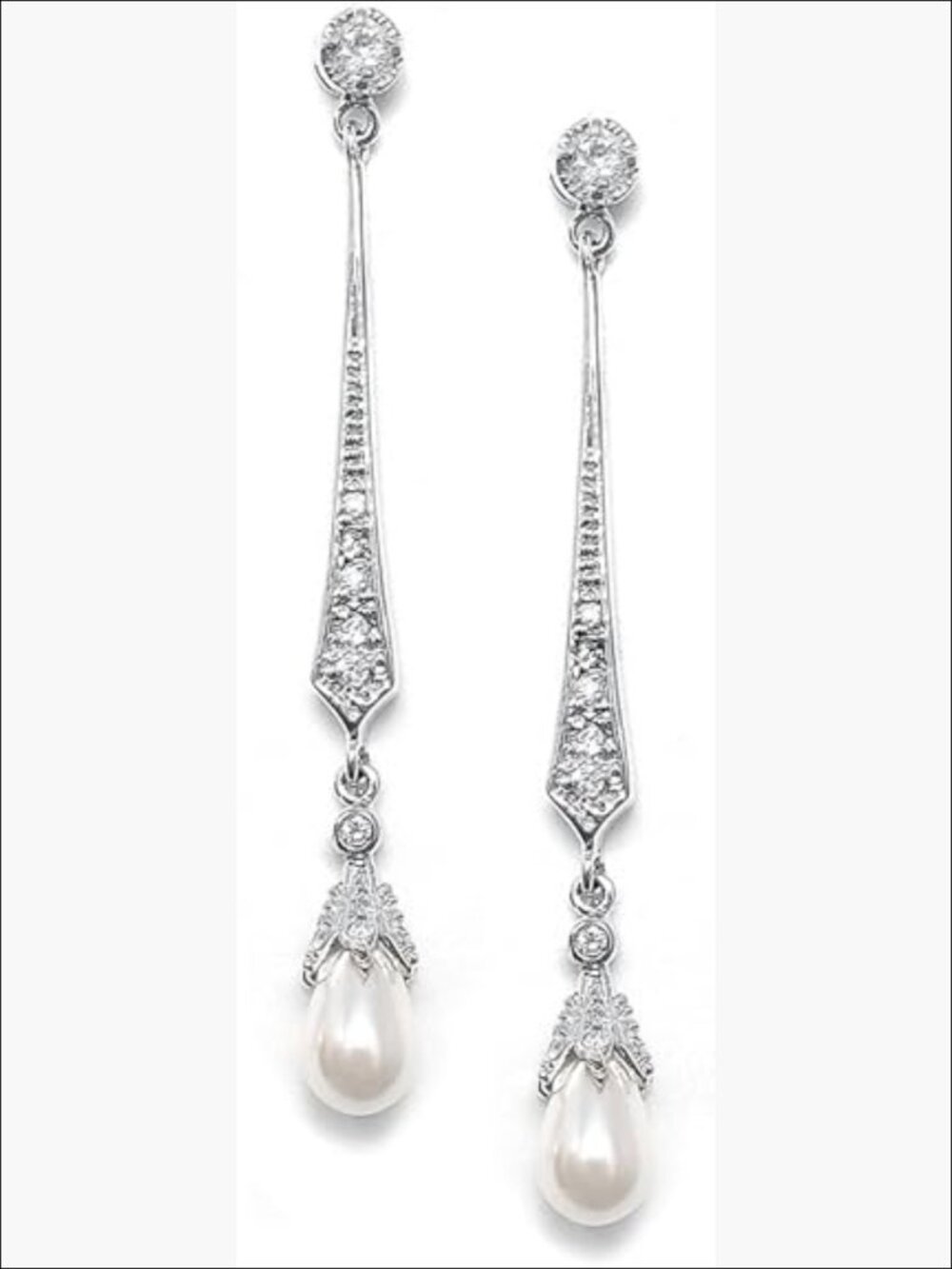 Silver Dangle Earrings with Freshwater Pearls and Cubic Zirconia